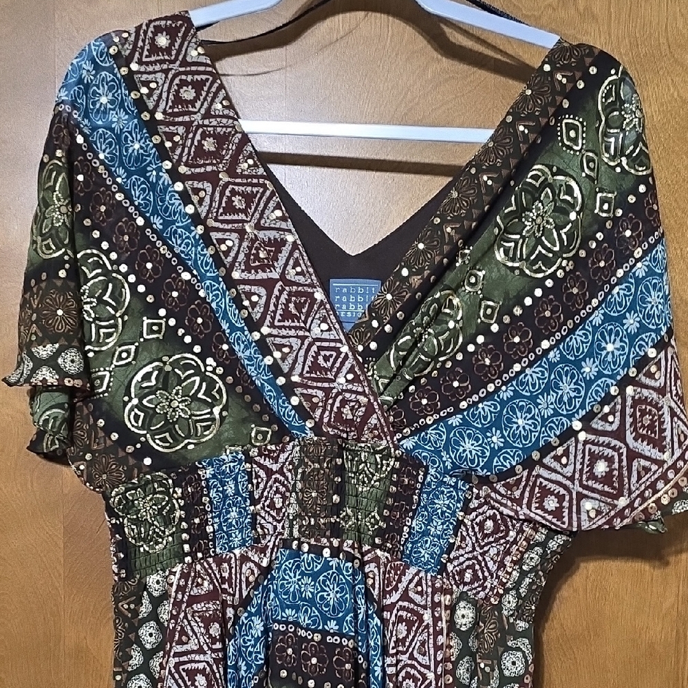 Rabbit Rabbit Rabbit Earthy Tones Wrap Dress - Picture 3 of 3